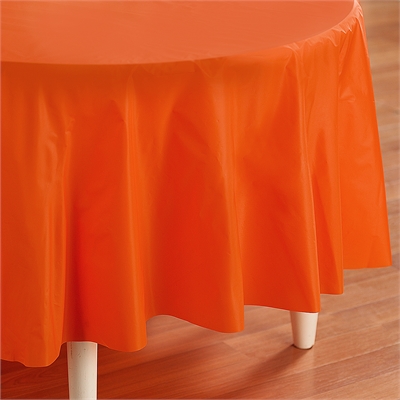 Orange Round Plastic Tablecover