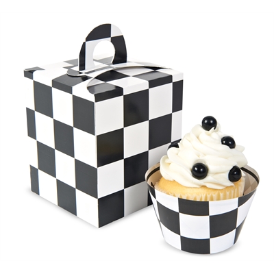 Black & White Checked Cupcake Boxes