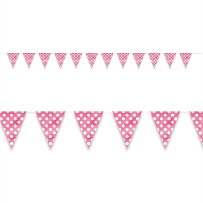 Pink and White Dot Flag Banner