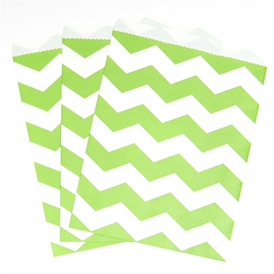 Lime Green Chevron Paper Treat Bags (10)