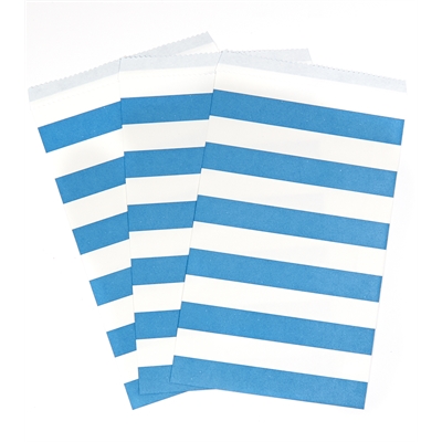 Blue Striped Paper Treat Bags (15)