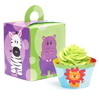 Safari Friends Cupcake Wrapper & Box Kit