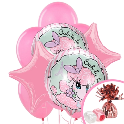 Pink Poodle in Paris Balloon Bouquet