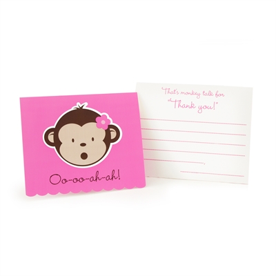 Pink Mod Monkey Thank-You Notes (8)