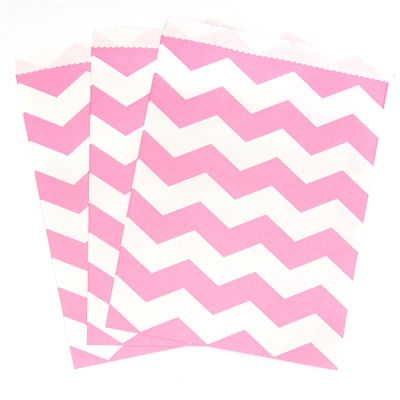 Candy Pink Chevron Paper Treat Bags (10)