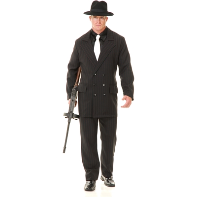 Gangster Double Breasted Suit (Black/Red) Adult Costume
