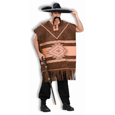 Western Brown Poncho Adult Costume