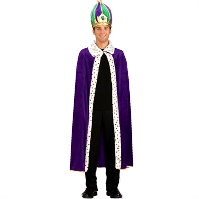 Mardi Gras King Robe & Crown Adult Costume Kit