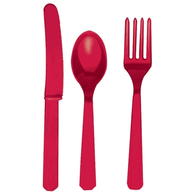 Red Plastic Cutlery (24)