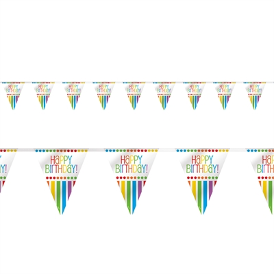 Rainbow Birthday Party Flag Banner