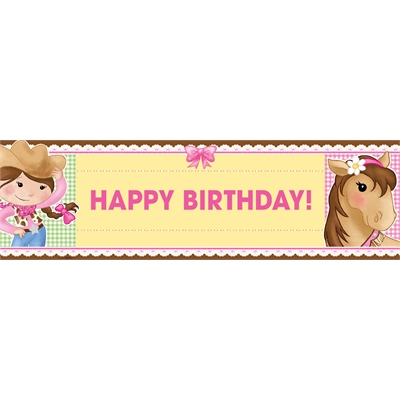 Pink Cowgirl Birthday Banner