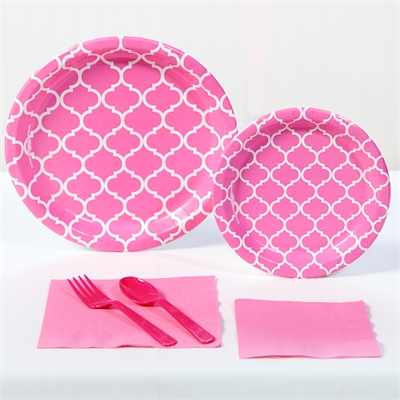 Candy Pink Quatrefoil Party Pack