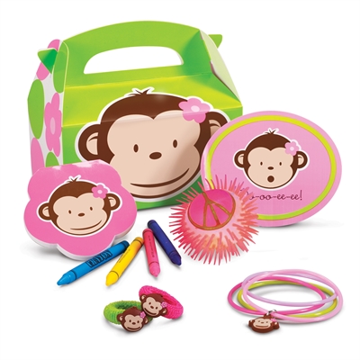 Pink Mod Monkey Party Favor Box