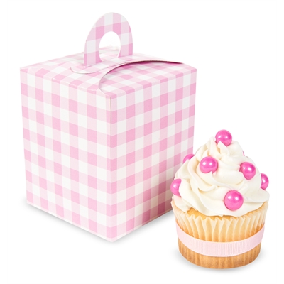 Light Pink Gingham Cupcake Boxes