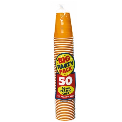Orange 16 oz. Plastic Cups (50)