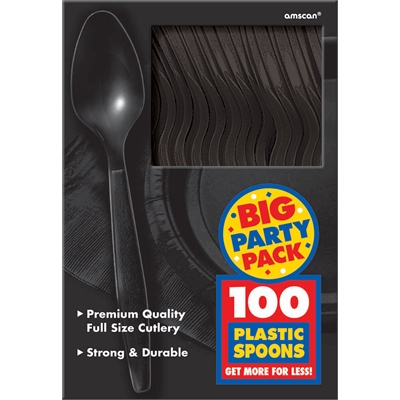 Black Plastic Spoons (100)