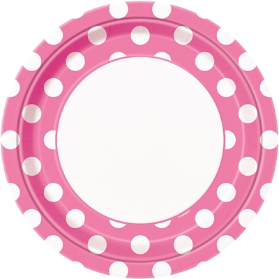 Pink and White Dots Dinner Plates (8)