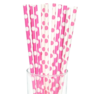 Pink and White Dot Paper Straws (10)