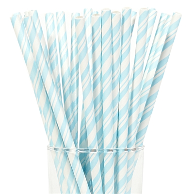 Pastel Blue and White Striped Paper Straws (24)