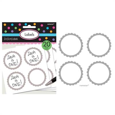 Silver Scalloped Paper Labels (20)