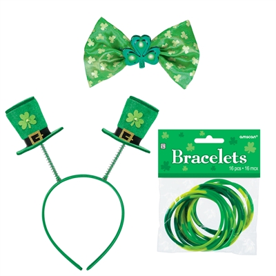 St. Patrick's Day Top Hat Headband, Bowtie & Bracelets Accessory Bundle