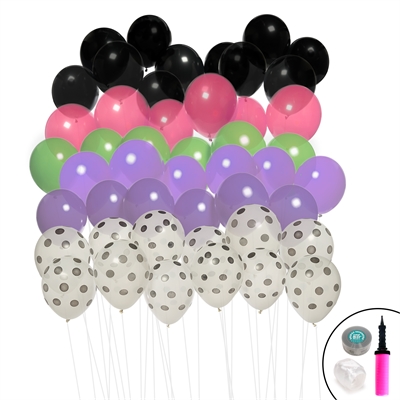 Ombre Balloon Kit (Black, Polka Dot, Purple, Lime & Pink)