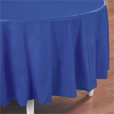 Blue Round Plastic Tablecover