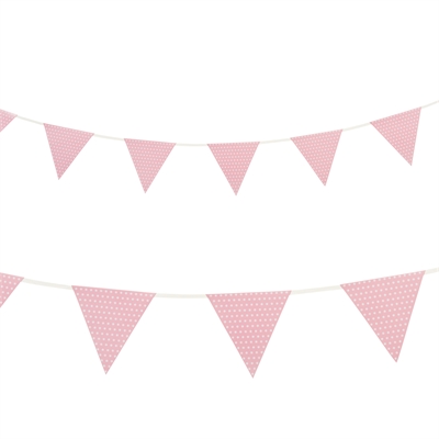 Classic Pink with Polka Dots Paper Flag Banner