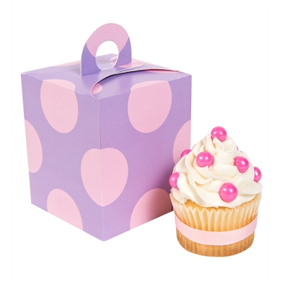 Lavendar with Pink Dots Cupcake Boxes