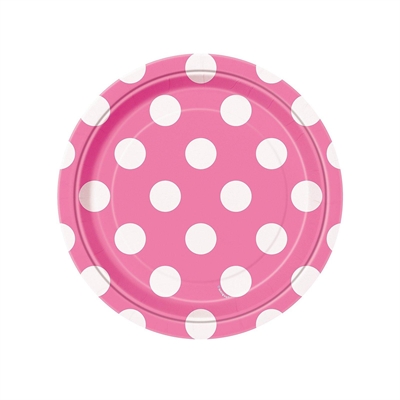 Pink and White Dots Dessert Plates (8)