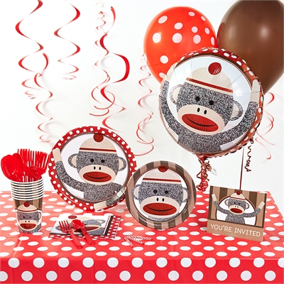 Sock Monkey Red Deluxe Party Pack