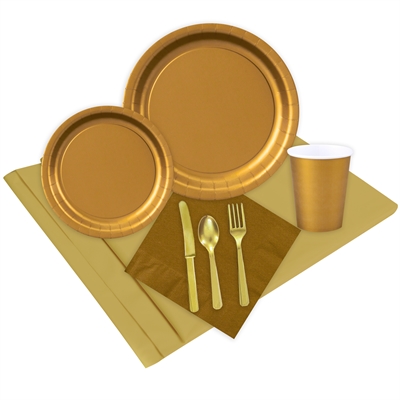 Gold Party Supplies Event Pack for 24