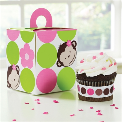 Pink Mod Monkey Cupcake Boxes (4)