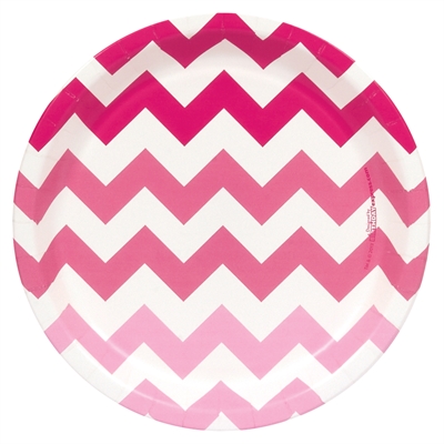 Chevron Pink Dinner Plates (8)