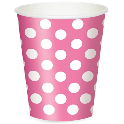 Pink and White Dots 12 oz. Cups (6)