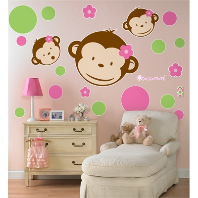 Pink Mod Monkey Giant Wall Decals