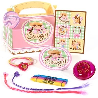 Pink Cowgirl Party Favor Box Set