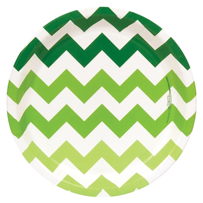 Chevron Green Dinner Plates (8)