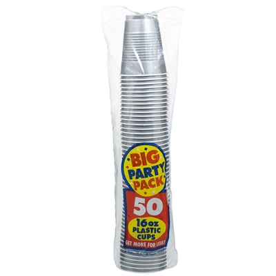 Silver Big Plastic Cups (50)