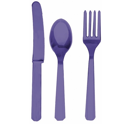 Purple Forks, Knives and Spoons (8 each)