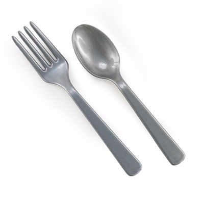 Silver Plastic Forks and Spoons (8 each)
