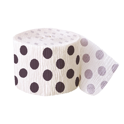 White with Black Dots Crepe Paper Roll