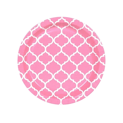 Candy Pink Quatrefoil Dessert Plates (8)