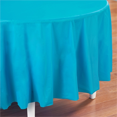 Turquoise Round Plastic Tablecover