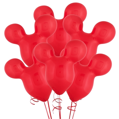 15'' Mouse Ears Red Latex Balloons (6)