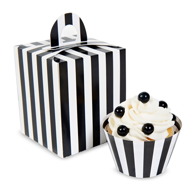 Black & White Striped Cupcake Boxes