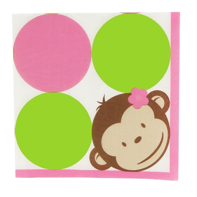 Pink Mod Monkey Lunch Napkins (16)