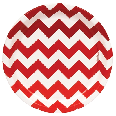 Red Chevron Dinner Plates (8)