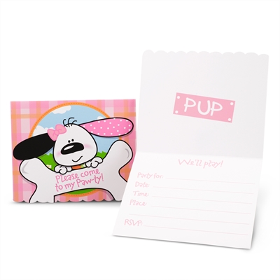 Playful Puppy Pink Invitations (8)