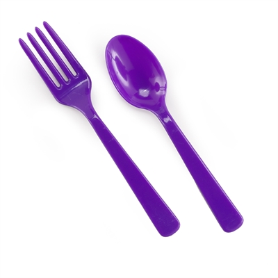Purple Forks & Spoons (8 each)